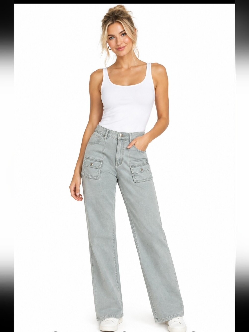 Cabela's Light Gray Womens Wide-Leg 7 Pocket Hiker Utility Pants (Sz:12)